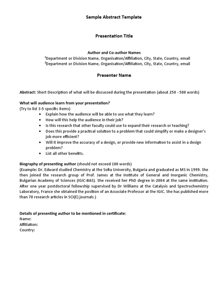 Abstract Submission Sample PDF