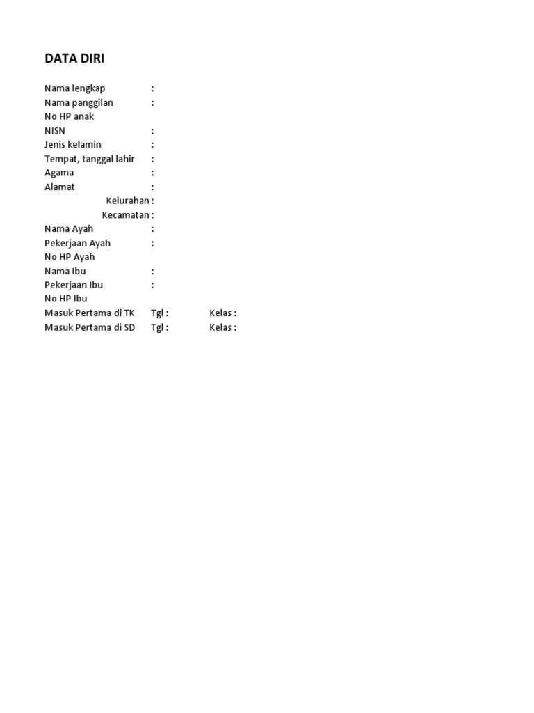 Form Data Siswa dan Keluarga | PDF