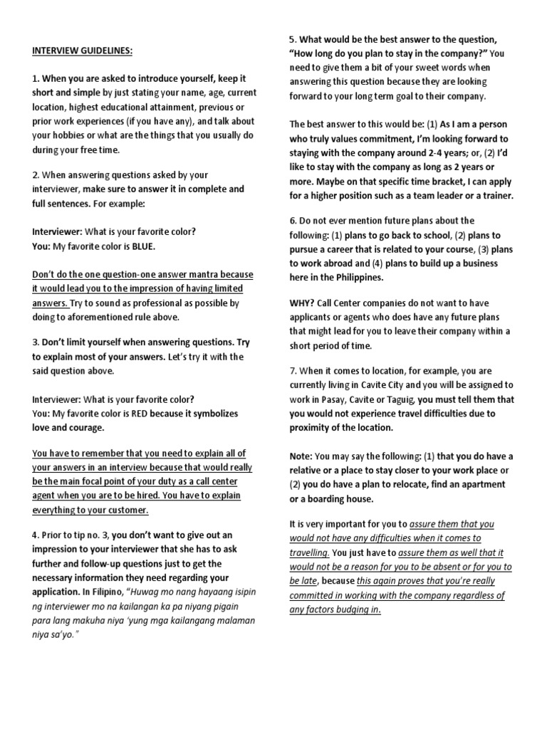 Interview Guidelines