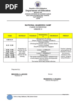 Nlc Class Schedule