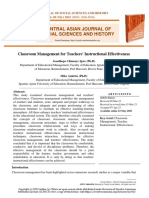 Classroom Management For Teachers' Instructional Effectiveness