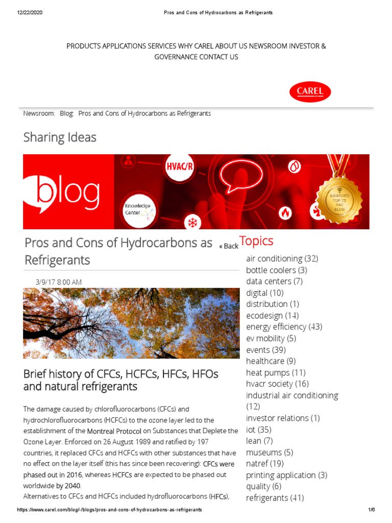 Pros and Cons of Hydrocarbons As Refrigerants PDF Chlorofluorocarbon Chemical Industry