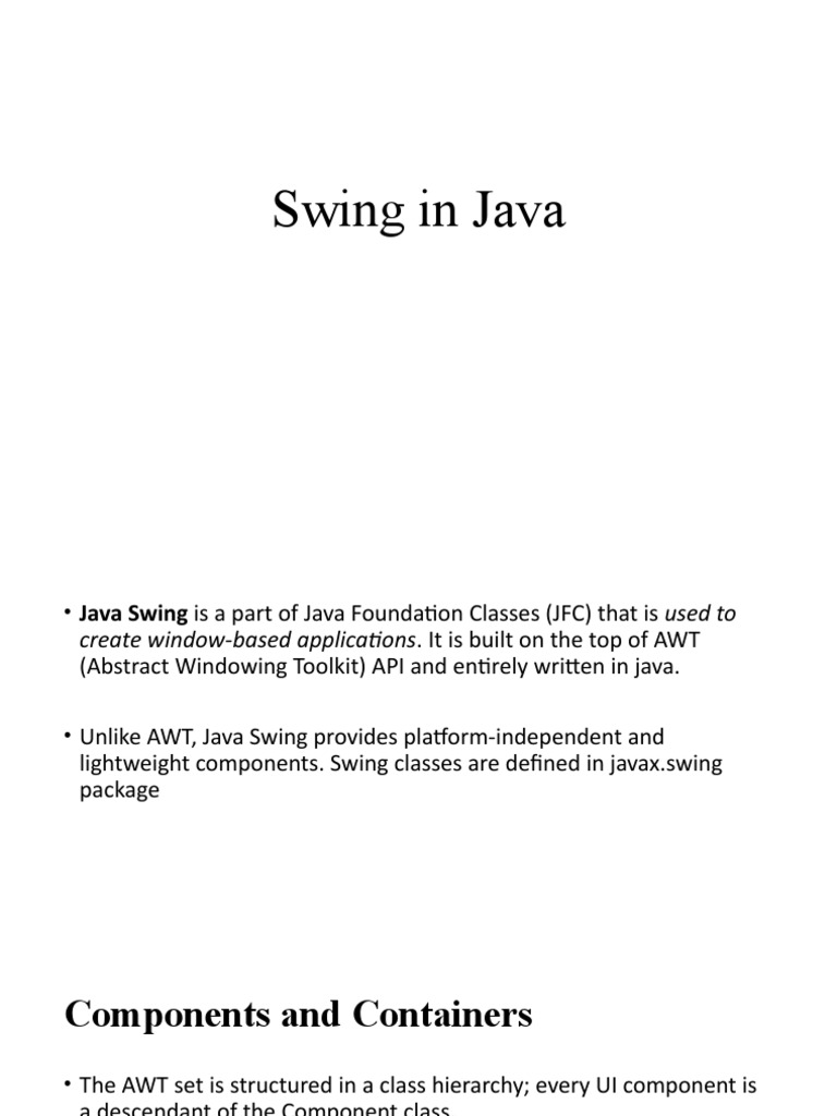 Swing in Java | PDF
