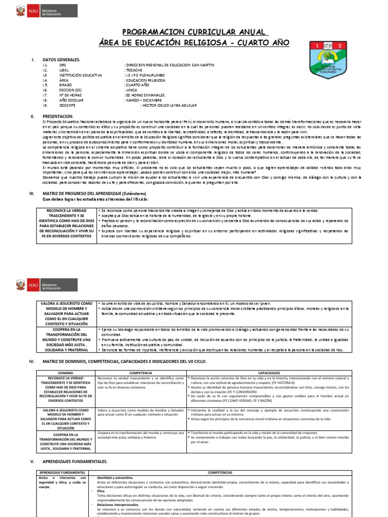 UNIDAD DE APRENDIZAJE RELIGION 4 A O Masinteresantes PDF Toma De 