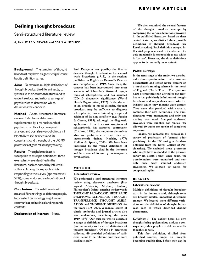 Thought Broadcast | PDF