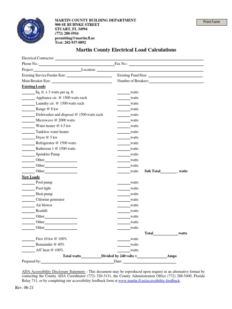 Electrical load calculations form pdf pdf