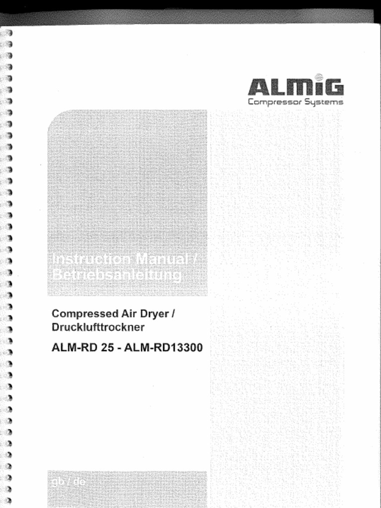 Compressed air dryer alm rd 25 alm rd13300 d claration conformit 