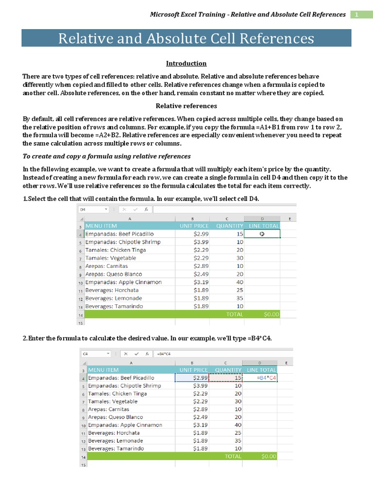 2 - Relative and Absolute Cell References | PDF | Microsoft Excel ...