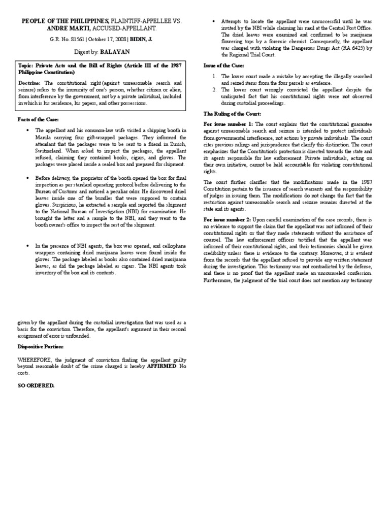 Case 3 people vs marti pdf search and seizure fourth amendment