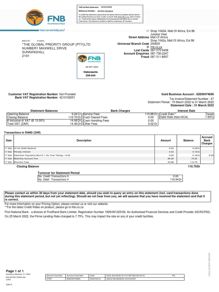 The Global Priority Group (Pty) LTD Number1 Maxwell Drive Sunninghill