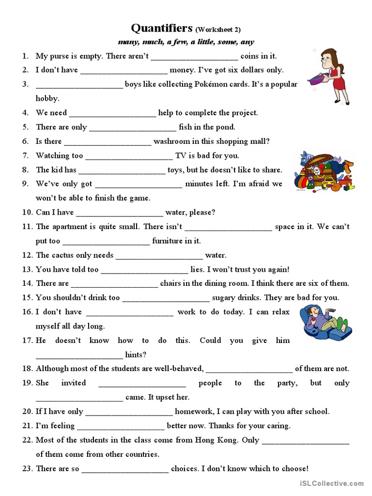 Quantifiers Worksheet for Practice | PDF