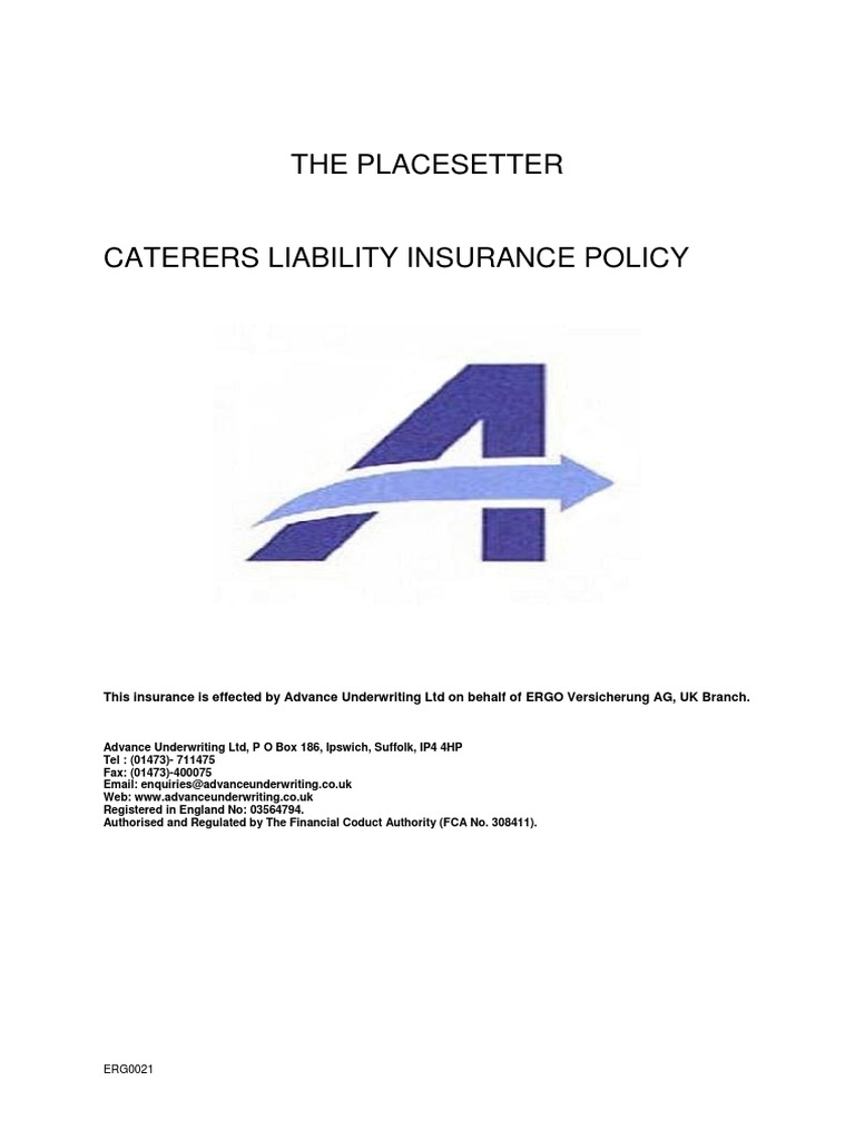 Catering Liability Proposal Form | PDF | Insurance | Liability Insurance