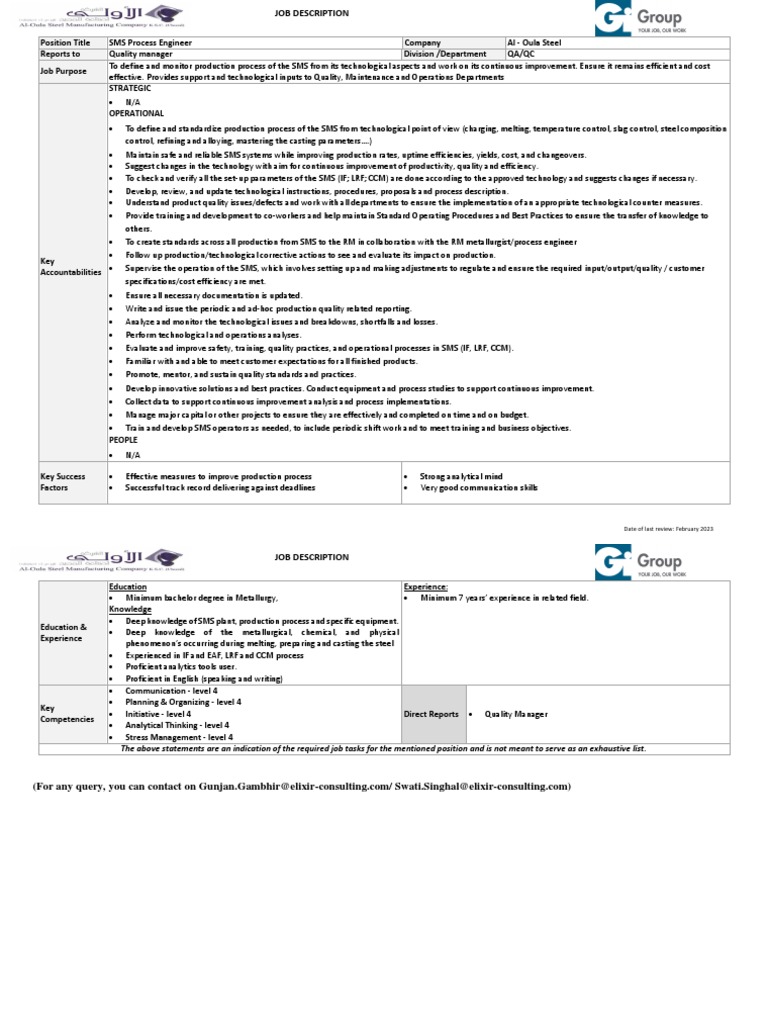 SMS Process Engineer | PDF