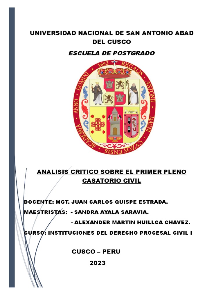 Sentencia Dictada Por El Primer Pleno Casatorio Civil Realizado Por La ...