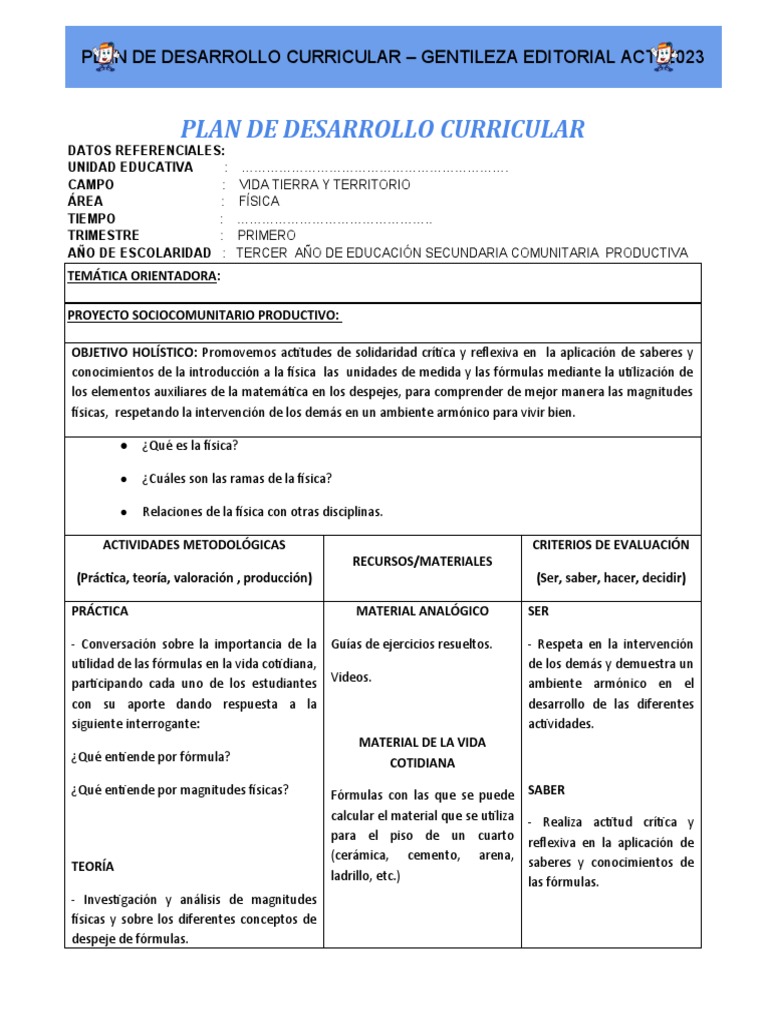 Plan Curricular de Física 2023 | PDF | Ligero | Óptica