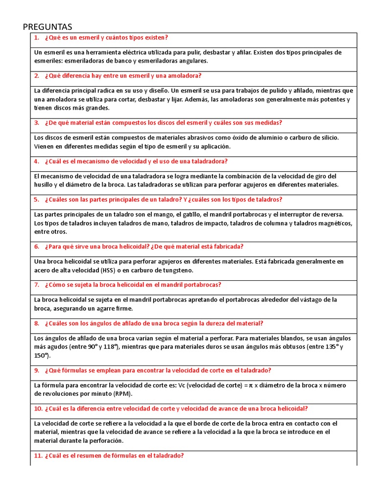 Qué es un esmeril y cuántos tipos existen PDF