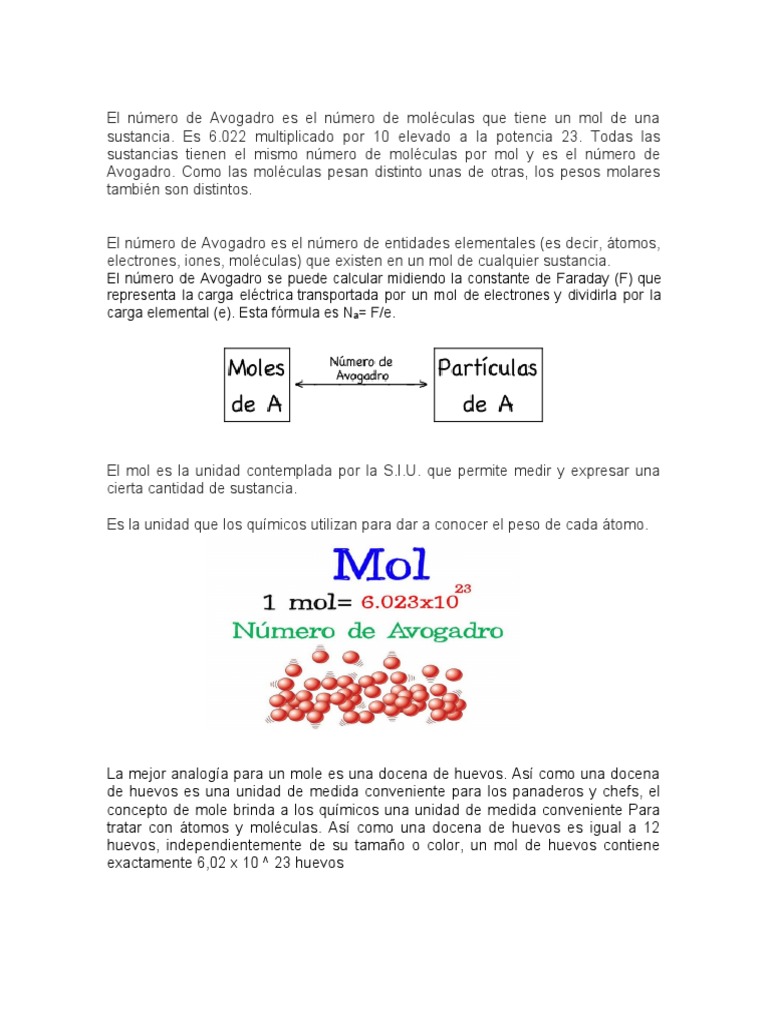 El Número de Avogadro y su Aplicación | PDF | Métodos y materiales de ...