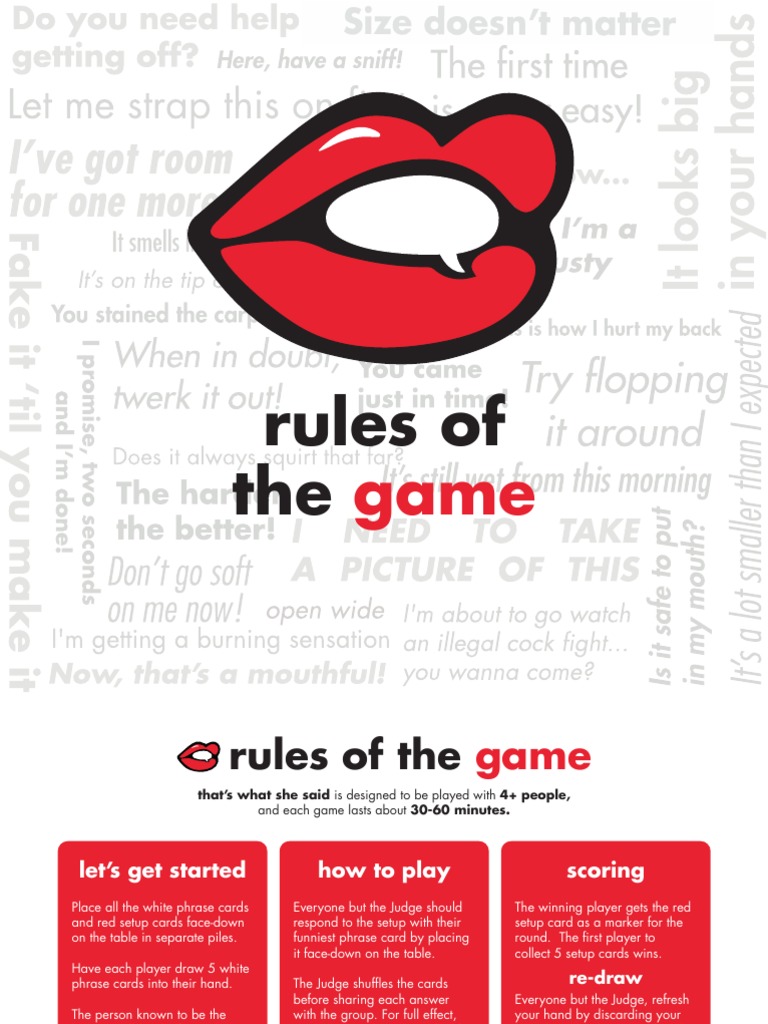 That's What She Said Game Rules PDF