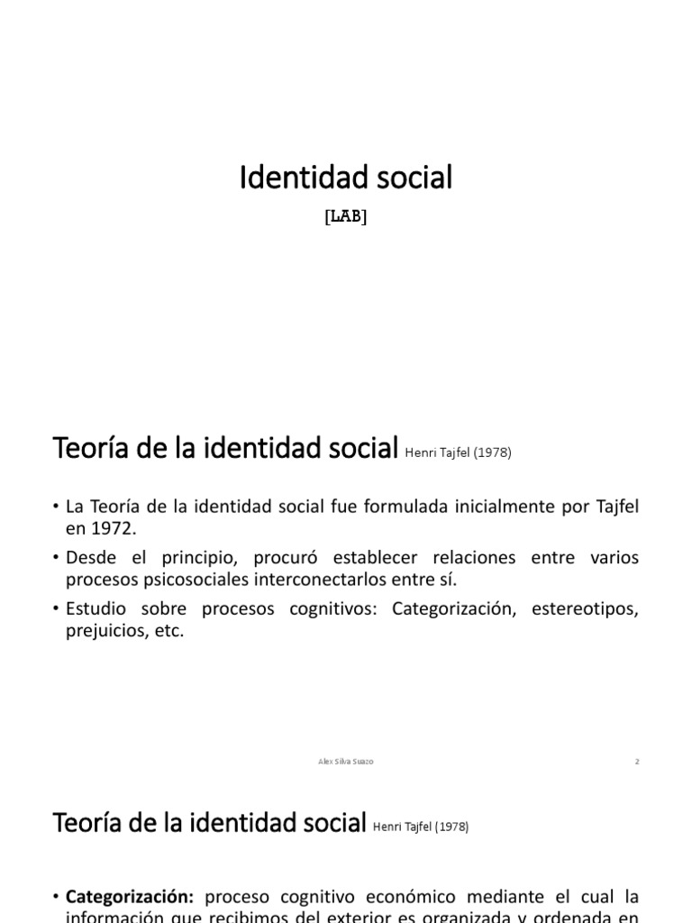 Teoría de la Identidad Social de Tajfel | PDF | Estereotipos ...