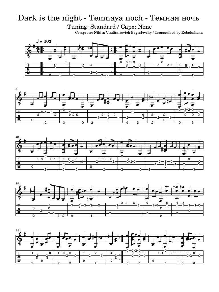 Dark is the night - Temnaya noch -Темная ночь | PDF