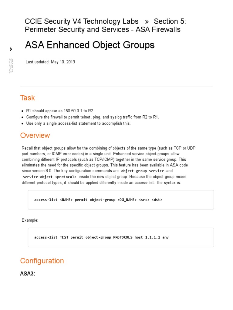 ASA Enhanced Object Groups PDF Transmission Control Protocol