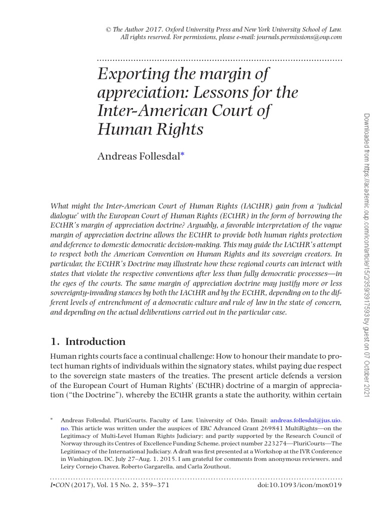 Margin Of Appreciation Meaning In Human Rights