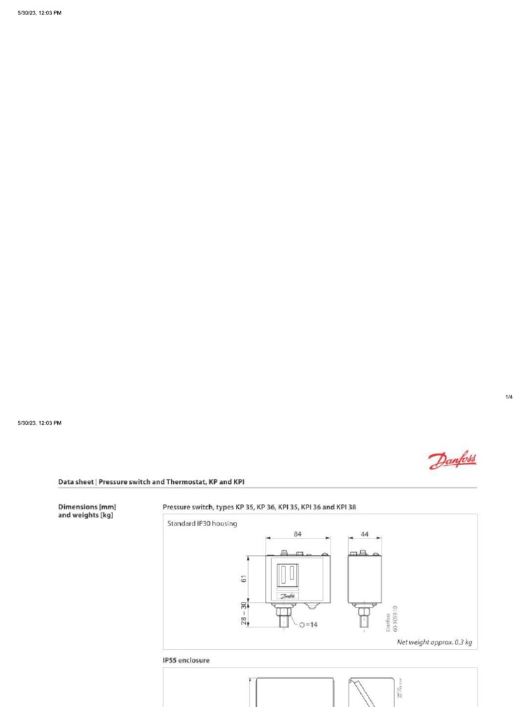 Danfoss pressure switche pdf