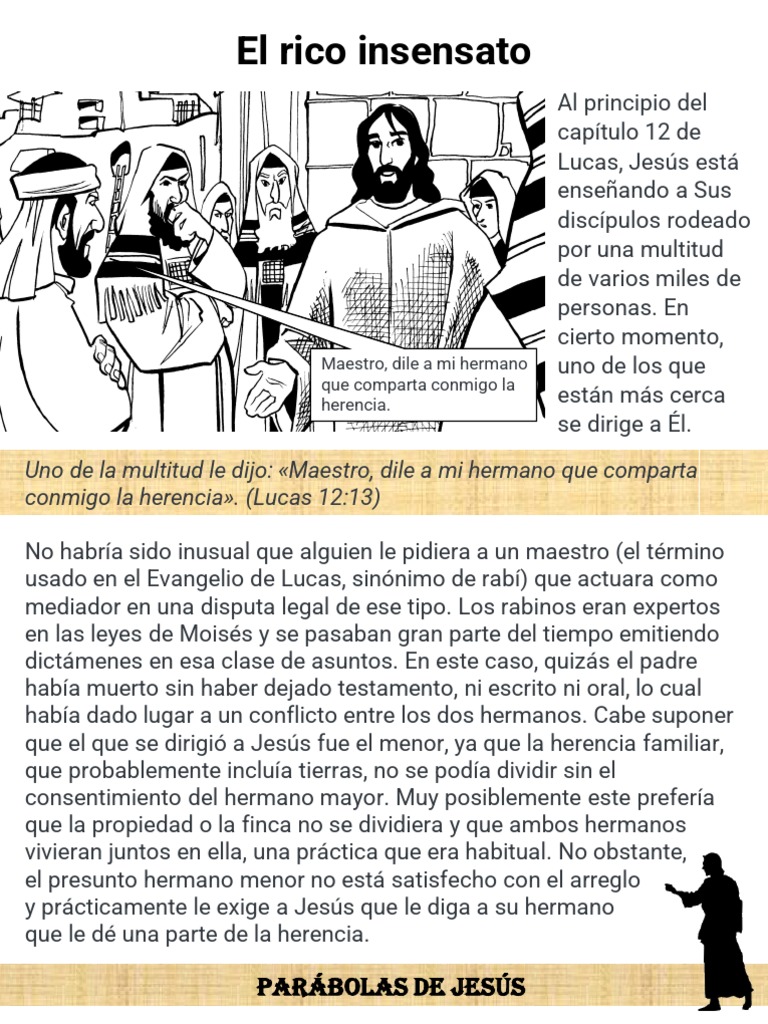 Enseñanzas de la Parábola del Rico Insensato | PDF | Jesús | Evangelio ...