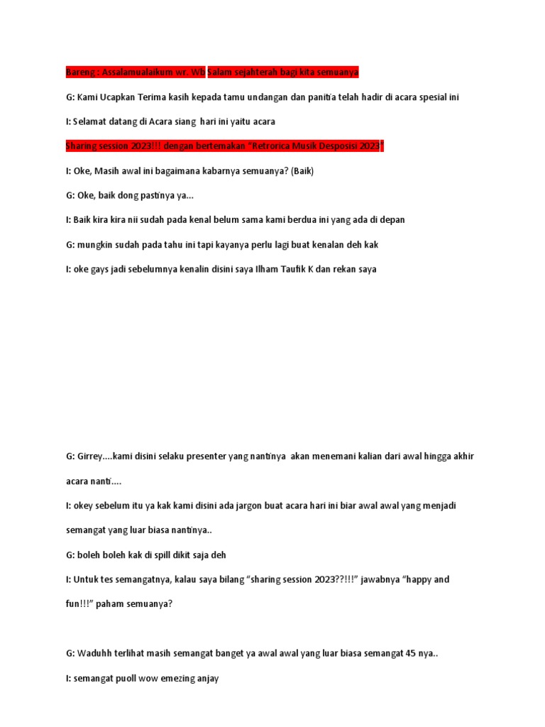 Script MC Terbaru | PDF