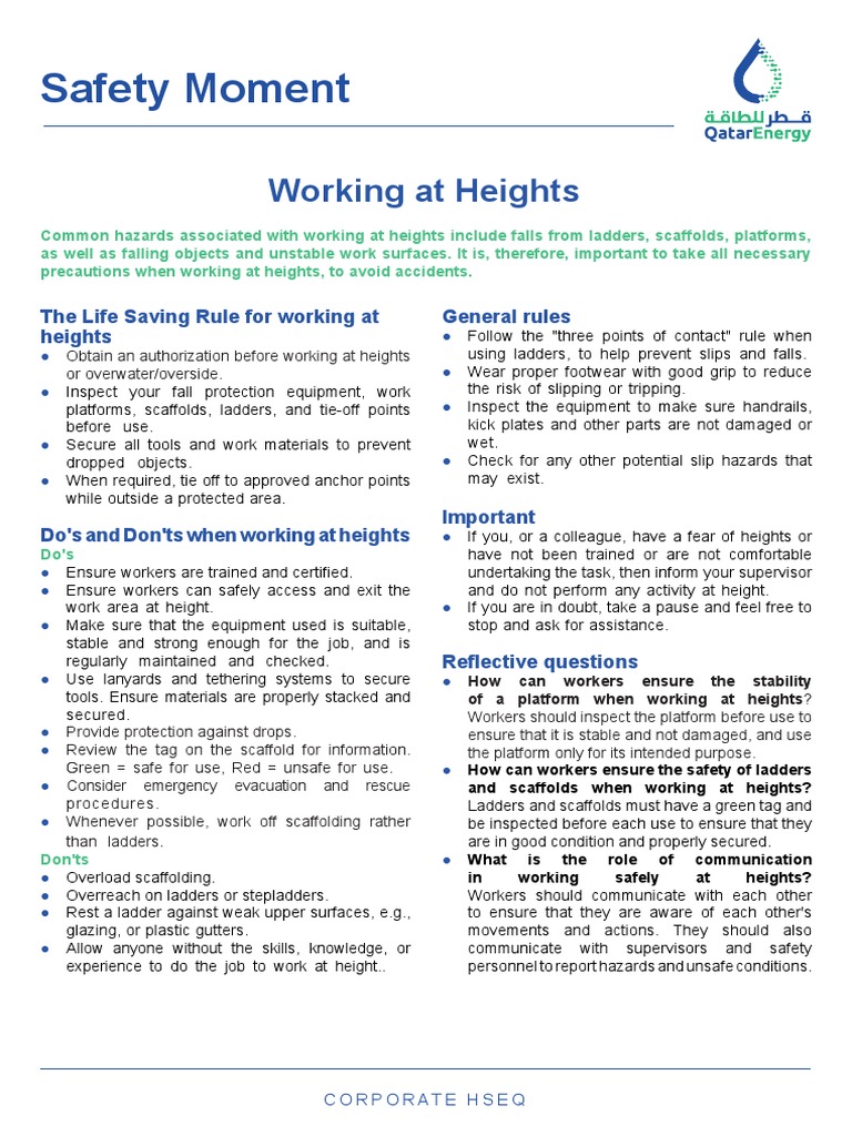 Working at Heights Safety Guidelines | PDF | Scaffolding | Safety