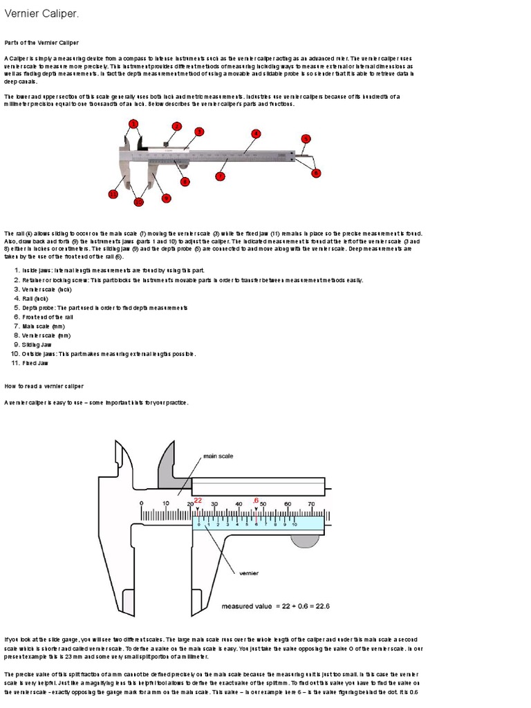 Marine Survey Practice Vernier Caliper PDF Equipment Metrology