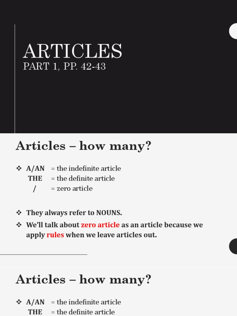 Understanding Articles in English Grammar | PDF | Noun | Grammatical Number