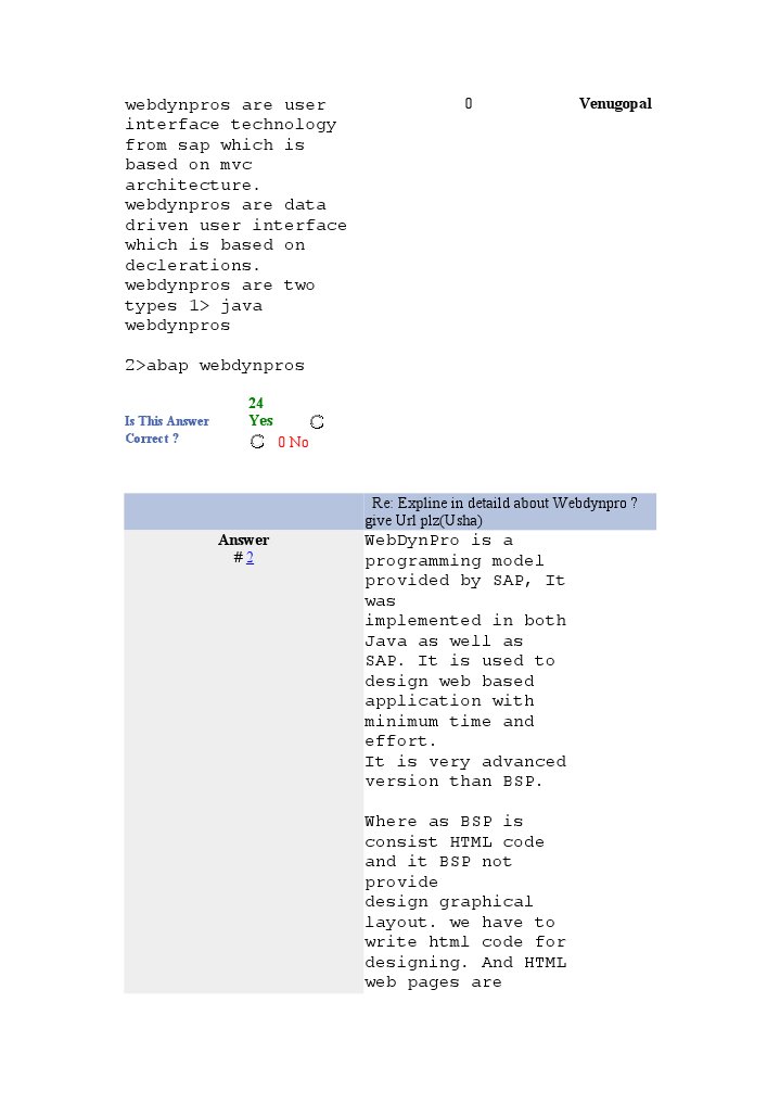 Webdynpros Are User Interface Technology From Sap Which Is | PDF