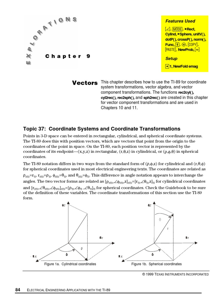Vectors: Topic 37: Coordinate Systems and Coordinate Transformations ...