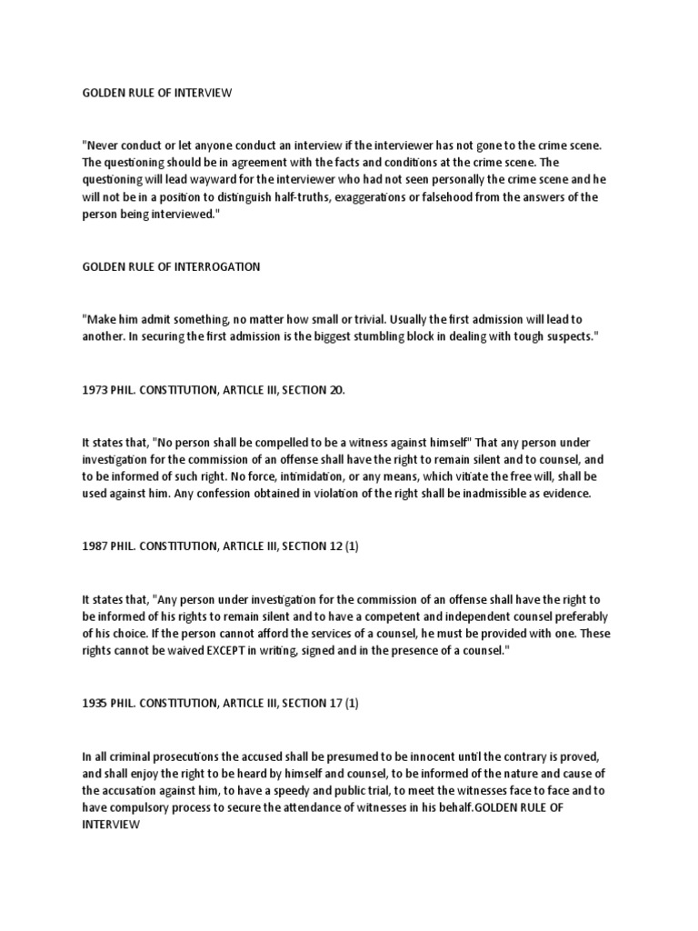 Golden Rule | PDF | Right To Silence | Confession (Law)