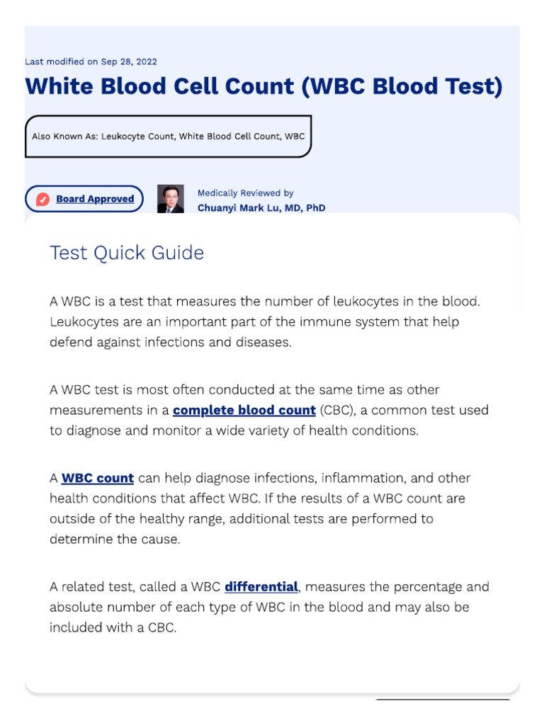 WBC Count Testing | PDF