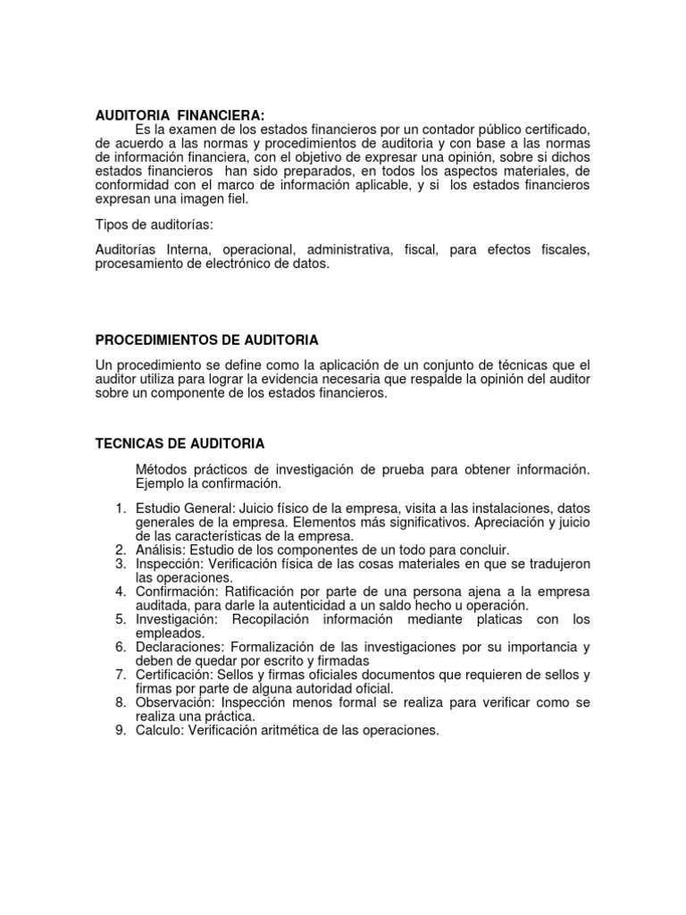 Guía Completa de Auditoría Financiera | PDF | Auditoría | Contralor