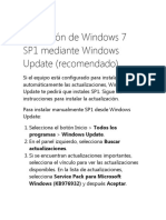 Instalación de Windows 7 SP1 Mediante Windows Update