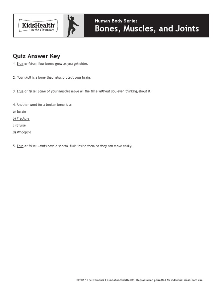 Bones Quiz Answers | PDF