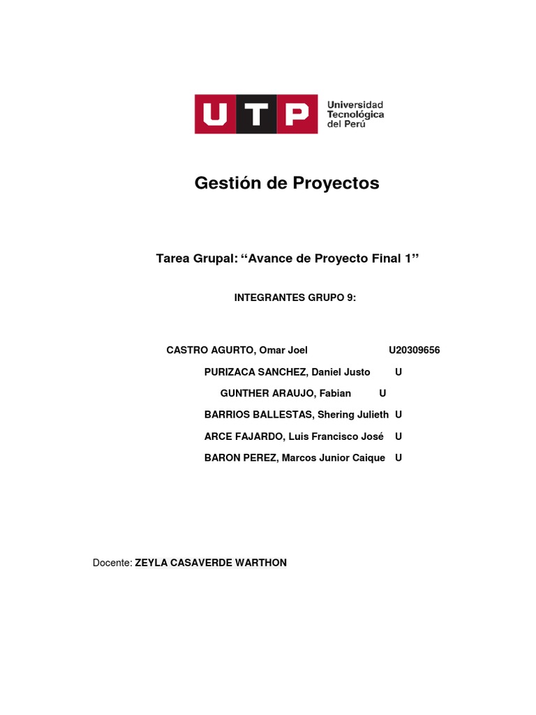 Avance Proyecto Final 1 Gestión Proyectos | PDF | Cultura ...