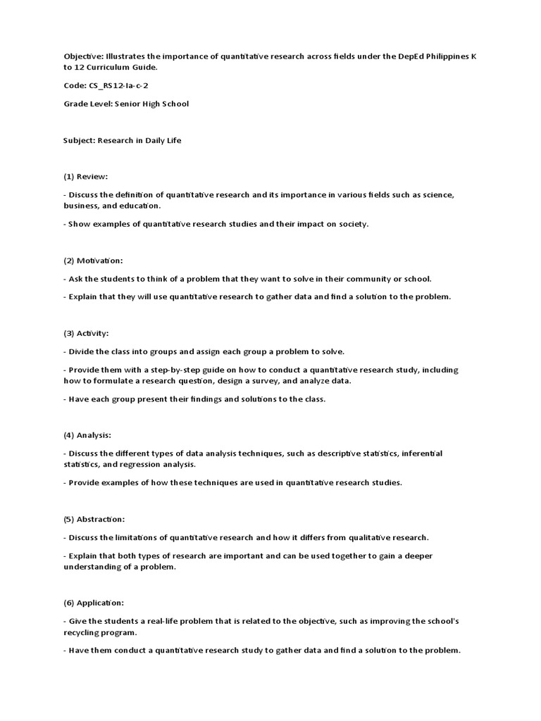 Importance of Quantitative Research in Education | PDF | Statistics ...