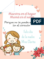Carta Feliz Día de La Madre Ilustrado Floral Rosa y Azul