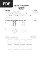 Unit Test - Ii Sample Paper LKG Class English: Time: 2 Hours M.M.:35