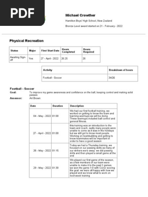Physical Recreation Football - Soccer Activity Assessor Report (2)