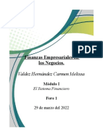 Finanzas Empresariales en Los Negocios.: Valdez Hernández Carmen Melissa