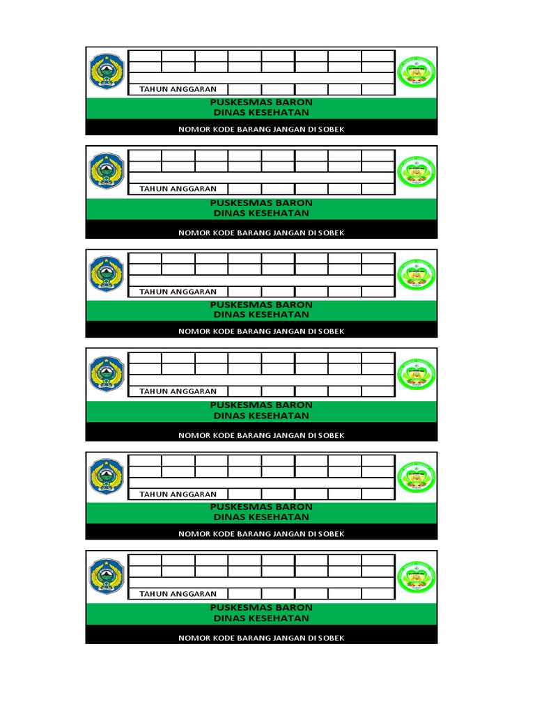 Stiker Inventaris Barang PKM | PDF