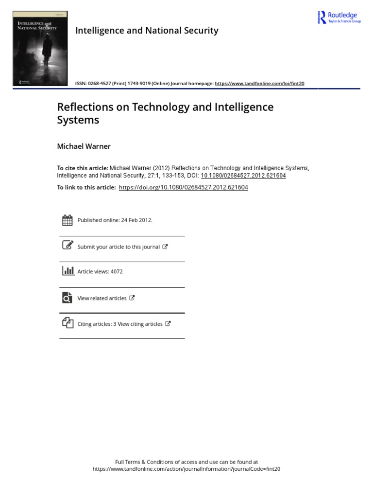 Warner 2012 Reflections On Technology and Intelligence Systems | PDF