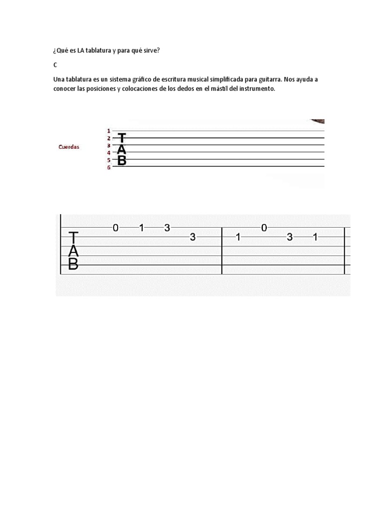 Qué Es LA Tablatura y Para Qué Sirve PDF