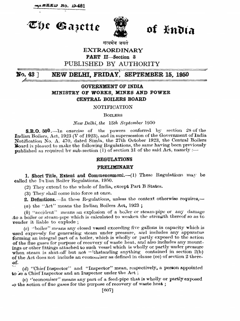 1.indian Boiler Regulations, 1950 2 | PDF | Boiler | Ultimate Tensile