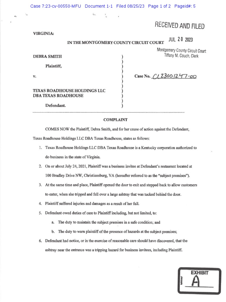 Smith v. Texas Roadhouse Complaint PDF